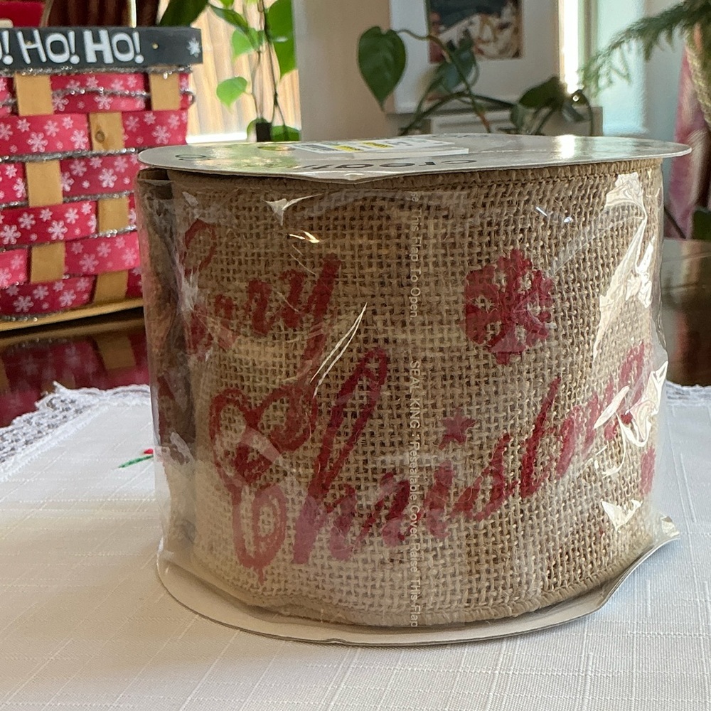 Merry Christmas Burlap Ribbon
